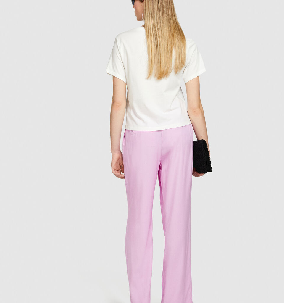 T-shirt with V-neck in 100% organic cotton - women's short sleeve t-shirts - White | Sisley image number 3